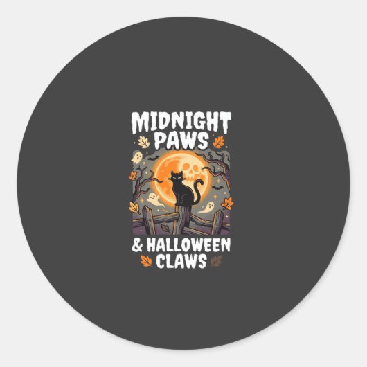 Sticker Rond Chat de lune de méfaits d'Halloween (Devant)