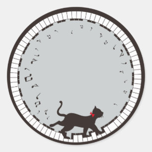 Sticker Rond Chat de musique