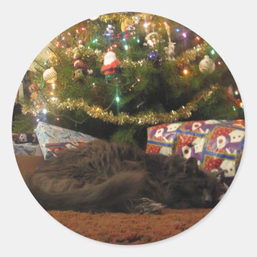 Sticker Rond Chat de Noël (Devant)