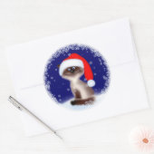 Sticker Rond Chat de Noël à Santa Hat (Enveloppe)