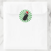 Sticker Rond Chat de Noël avec des rayures vertes (Sac)