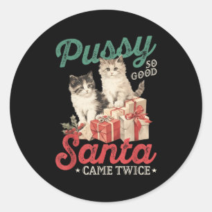 Sticker Rond Chat de Noël coquin graphique humour drôle de blag