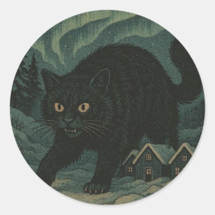 Sticker Rond Chat de Noël islandais Yule