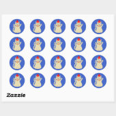Sticker Rond Chat de Noël mignon (Feuille)