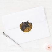 Sticker Rond Chat de Noël noir (Enveloppe)