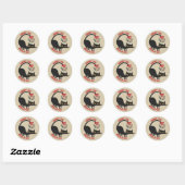 Sticker Rond Chat de Noël sous le gui rétro milieu du siècle (Feuille)