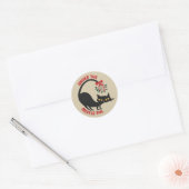 Sticker Rond Chat de Noël sous le gui rétro milieu du siècle (Enveloppe)