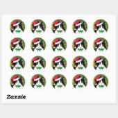 Sticker Rond Chat de Noël Tuxedo avec chou (Feuille)