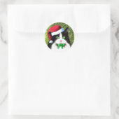 Sticker Rond Chat de Noël Tuxedo avec chou (Sac)