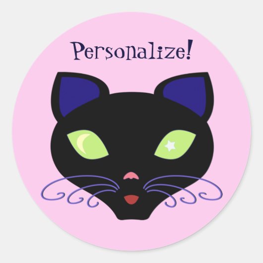 Sticker Rond Chat de nuit (Devant)