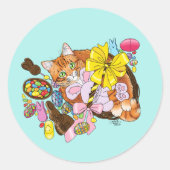 Sticker Rond Chat de Pâques Orange (Devant)