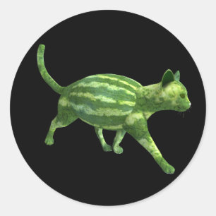Sticker Rond Chat de pastèque