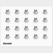 Sticker Rond Chat de poupée mignonne (Feuille)