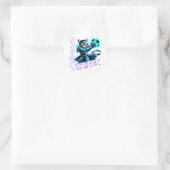 Sticker Rond Chat de samouraï Striker Glitch Art pour console d (Sac)