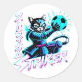 Sticker Rond Chat de samouraï Striker Glitch Art pour console d (Devant)