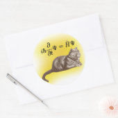 Sticker Rond Chat de Schrodinger (Enveloppe)