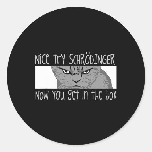 Sticker Rond Chat de Schrodinger - Physicien (Devant)