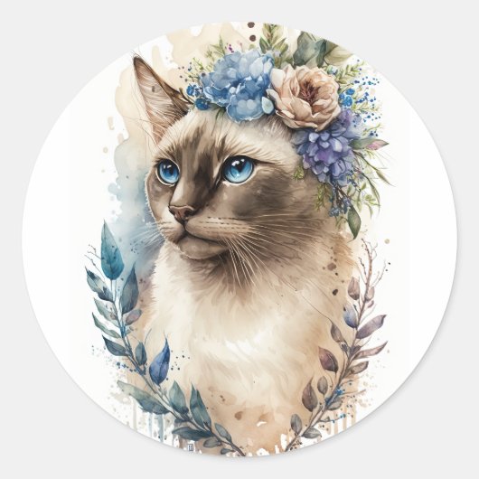 Sticker Rond Chat de Siamese (Devant)