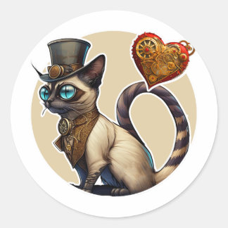 Sticker Rond Chat de Siamese