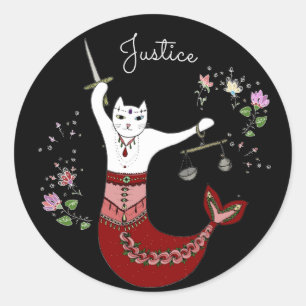 Sticker Rond Chat de sirène de Madame Justice