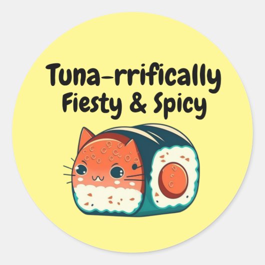 Sticker Rond Chat de thon épicé - Tuna plus spécifiquement Fris (Devant)