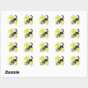 Sticker Rond Chat de Tonnerre Électrique Football pour Ordinate
