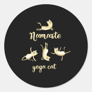 Sticker Rond Chat de yoga Namaste Om Méditation Sport Miaou Ins