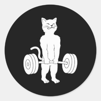 Sticker Rond Chat Deadlift levage Powerlift Kitty Muscle Chat