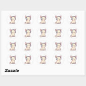 Sticker Rond Chat décontracté avec écouteurs (Feuille)