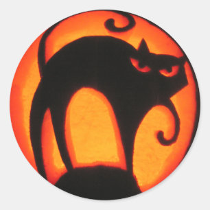 Sticker Rond Chat d'Halloween