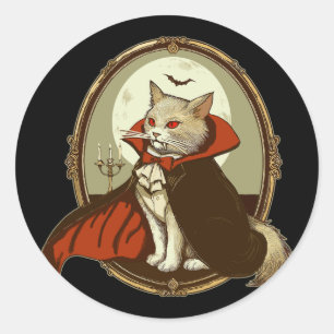 Sticker Rond Chat d'Halloween, Comte Catula