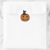 Sticker Rond Chat d'Halloween vintage en Citrouille (Sac)