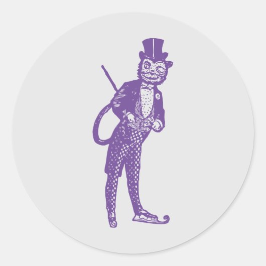 Sticker Rond Chat d'opéra sophistiqué vintage (Devant)