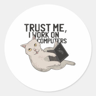 Sticker Rond chat d'ordinateur