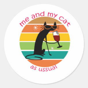 Sticker Rond Chat drôle