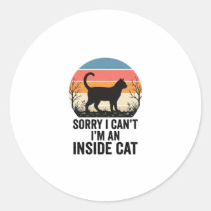 Sticker Rond Chat drôle à l'intérieur Design vintage pour amate