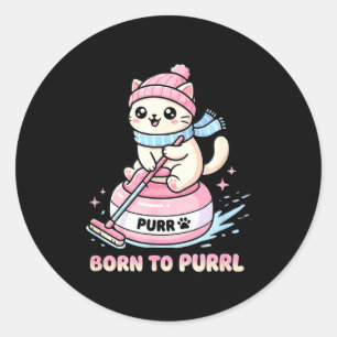 Sticker Rond Chat Drôle à Poils Frisés Né Purrl