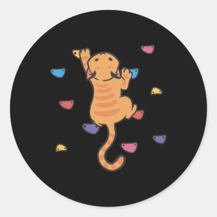 Sticker Rond Chat Drôle Grimpeur Escalade Mignon Bouldering Ki
