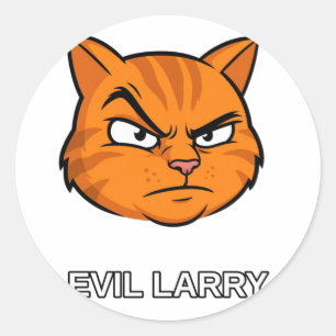 Sticker Rond Chat drôle Larry méchant