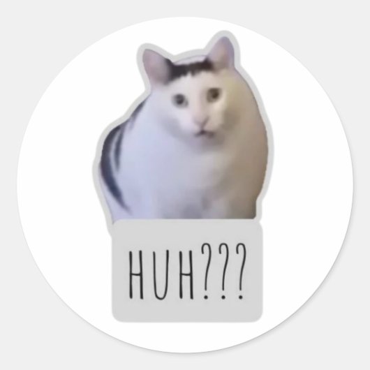 Sticker Rond chat drôle mème (Devant)