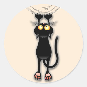 Sticker Rond Chat drôle Personnage Grattant Tissu