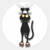 Sticker Rond Chat drôle Personnage Grattant Tissu (Devant)