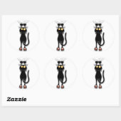 Sticker Rond Chat drôle Personnage Grattant Tissu (Feuille)