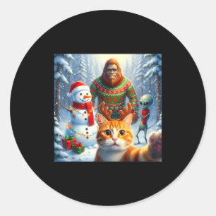Sticker Rond Chat drôle selfie Bigfoot humour hommes femmes enf