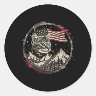 Sticker Rond Chat du 4 juillet Usa Fête nationale Patriotique