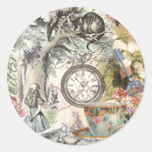 Sticker Rond Chat du Cheshire Alice au Pays des Merveilles Clas