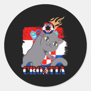 Sticker Rond Chat du drapeau croate Football croate Racines cro