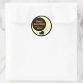Sticker Rond Chat effrayé dans la lune jaune heureux faveur hal (Sac)