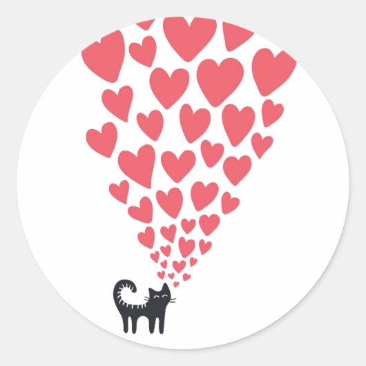 Sticker Rond Chat en amour (Devant)