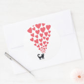 Sticker Rond Chat en amour (Enveloppe)